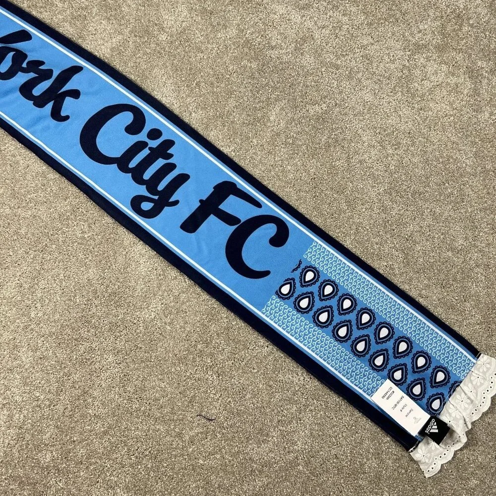 Adidas Unisex One Size Blue Geo New York City Football Club MLS Soccer Scarf NWT